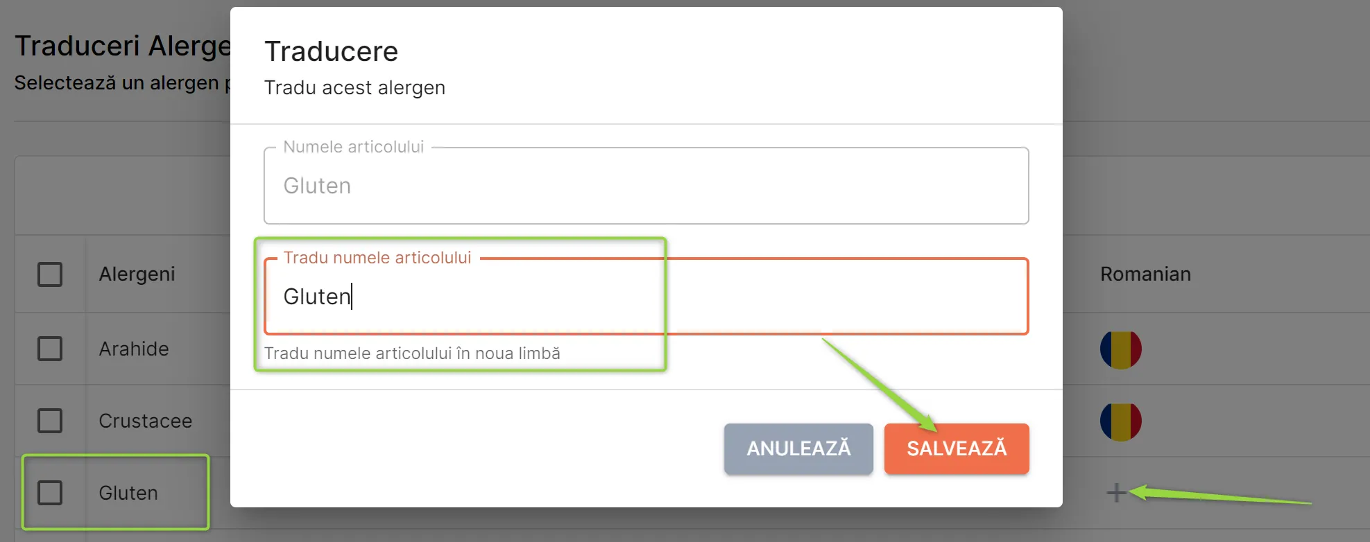 Adaugă o traducere pentru alergenul dorit Adaugă o traducere pentru alergenul dorit