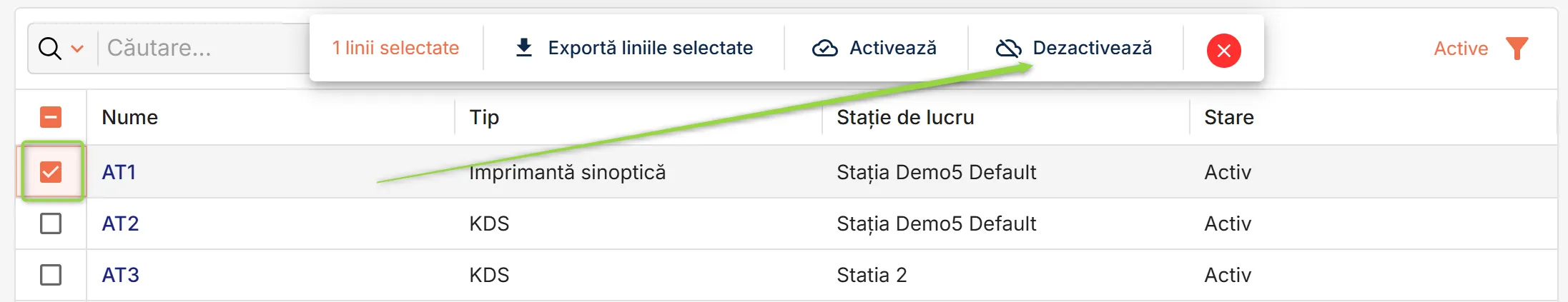 Dezactivează secția Dezactivează secția