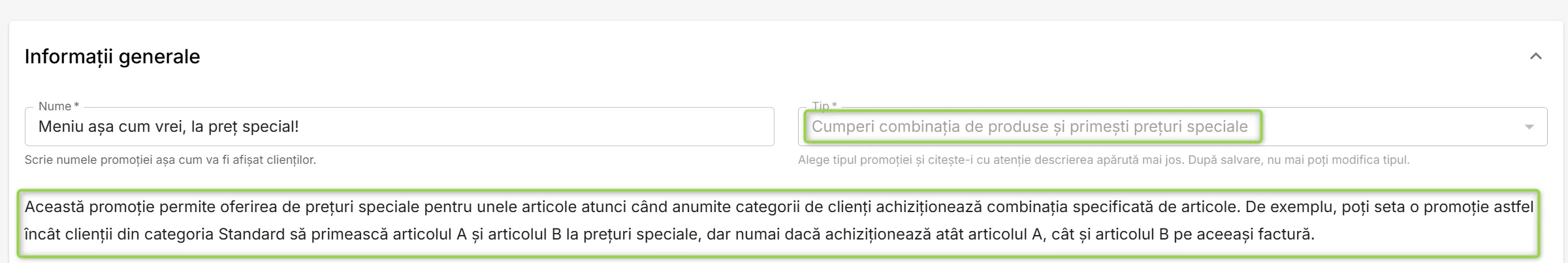 Promoție de tip Cumperi combinația de produse și primești prețuri speciale