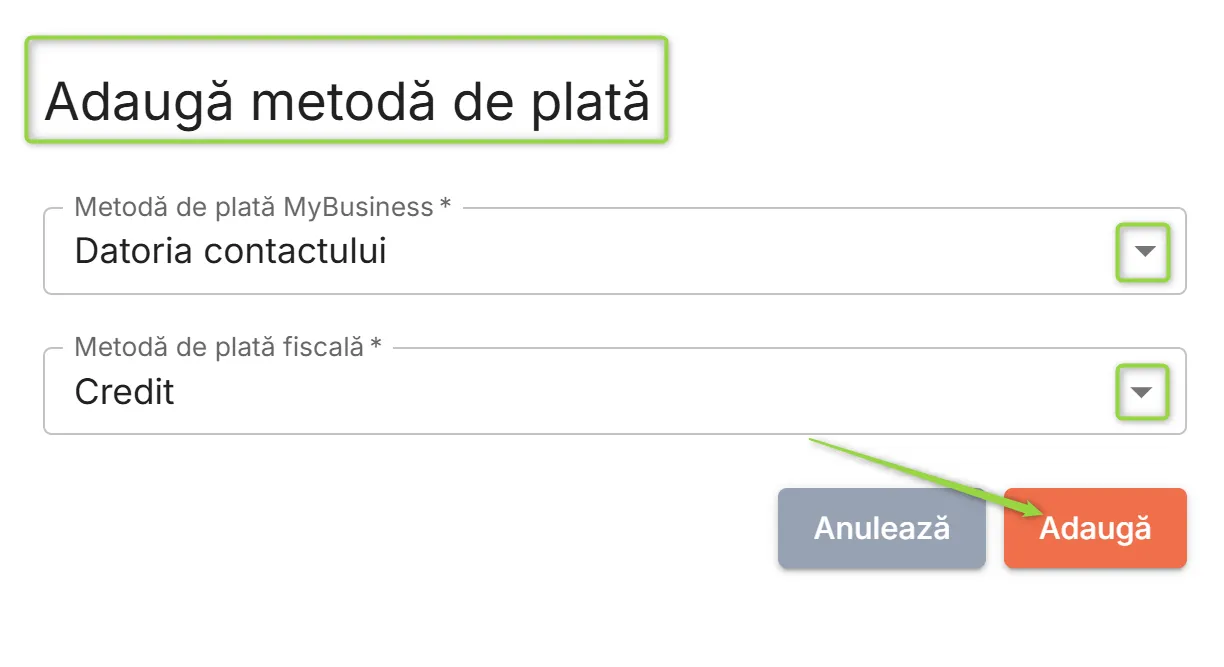 Adaugă metodă de plată Adaugă metodă de plată