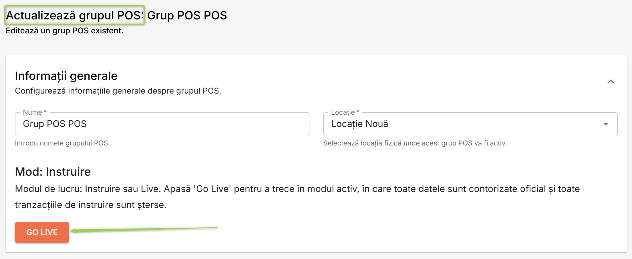 Activează grupul POS