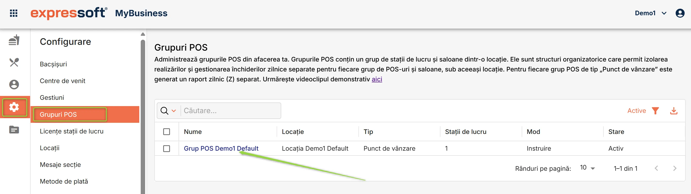 Deschide grupul POS implicit