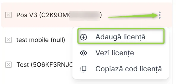 Adaugă licență
