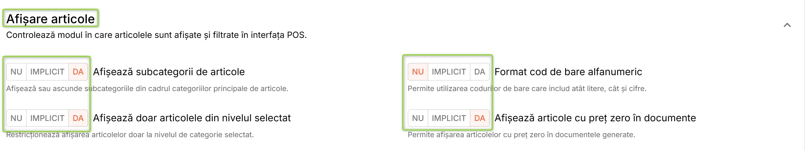 Secțiunea Afișare articole Secțiunea Afișare articole
