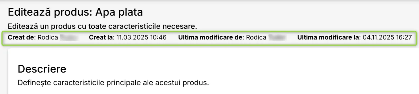 Afișare informații despre ultima modificare