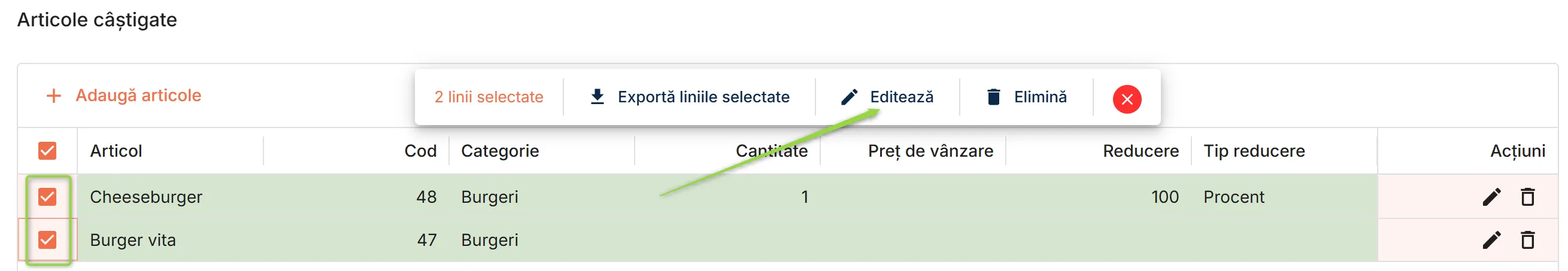 Inițiază editarea în masă