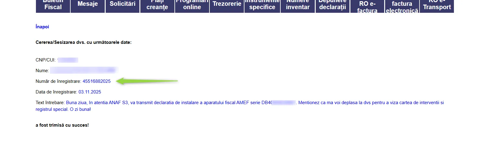 Număr de înregistrare