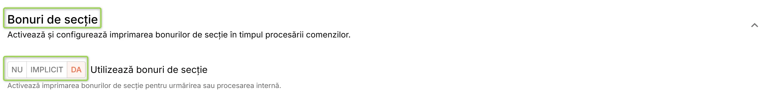 Secțiunea Bonuri de secție Secțiunea Bonuri de secție