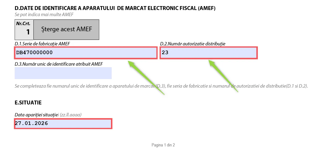 Date de identificare A.M.E.F.