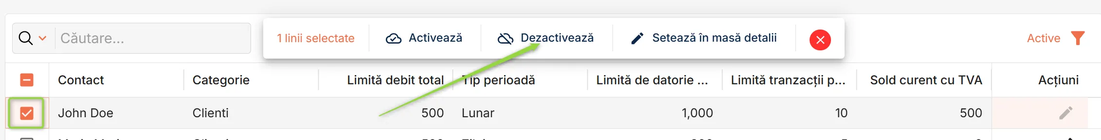 Dezactivează portofelul virtual al unui contact Dezactivează portofelul virtual al unui contact