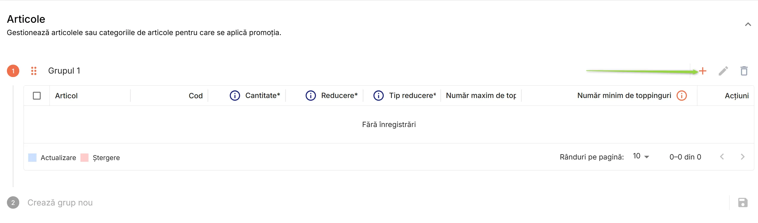 Adaugă articole la grup