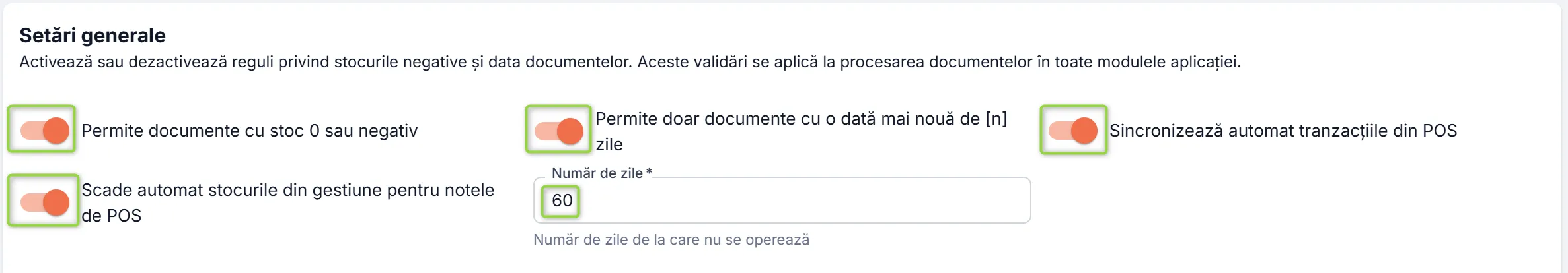 Setări generale