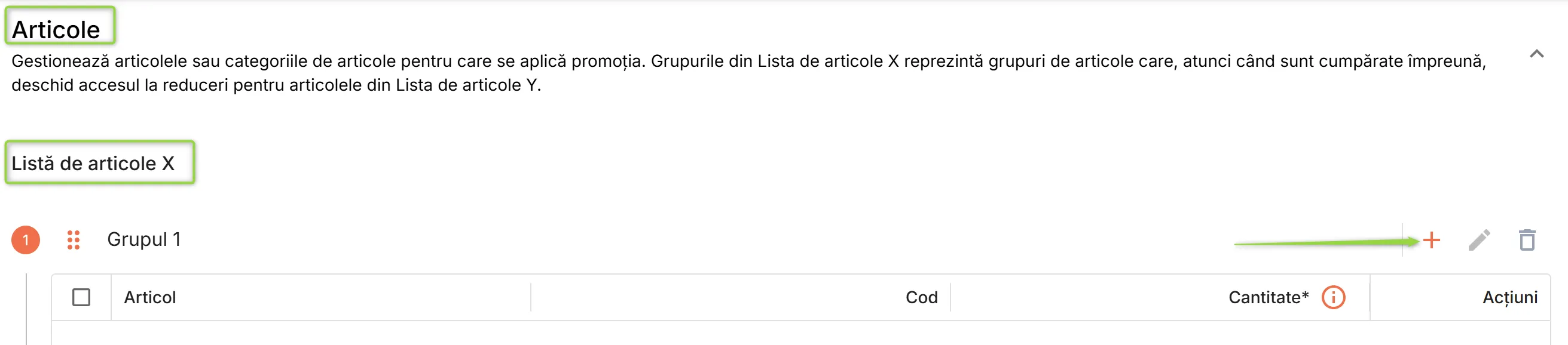 Lista de articole X