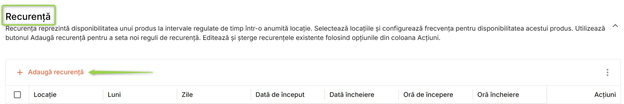 Secțiunea Recurență Secțiunea Recurență