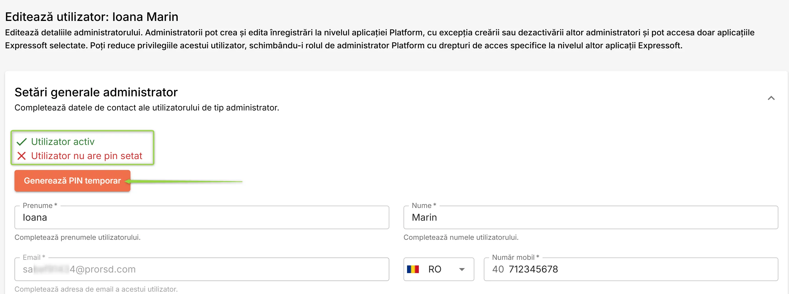 Generează un PIN temporar de acces în POS Generează un PIN temporar de acces în POS