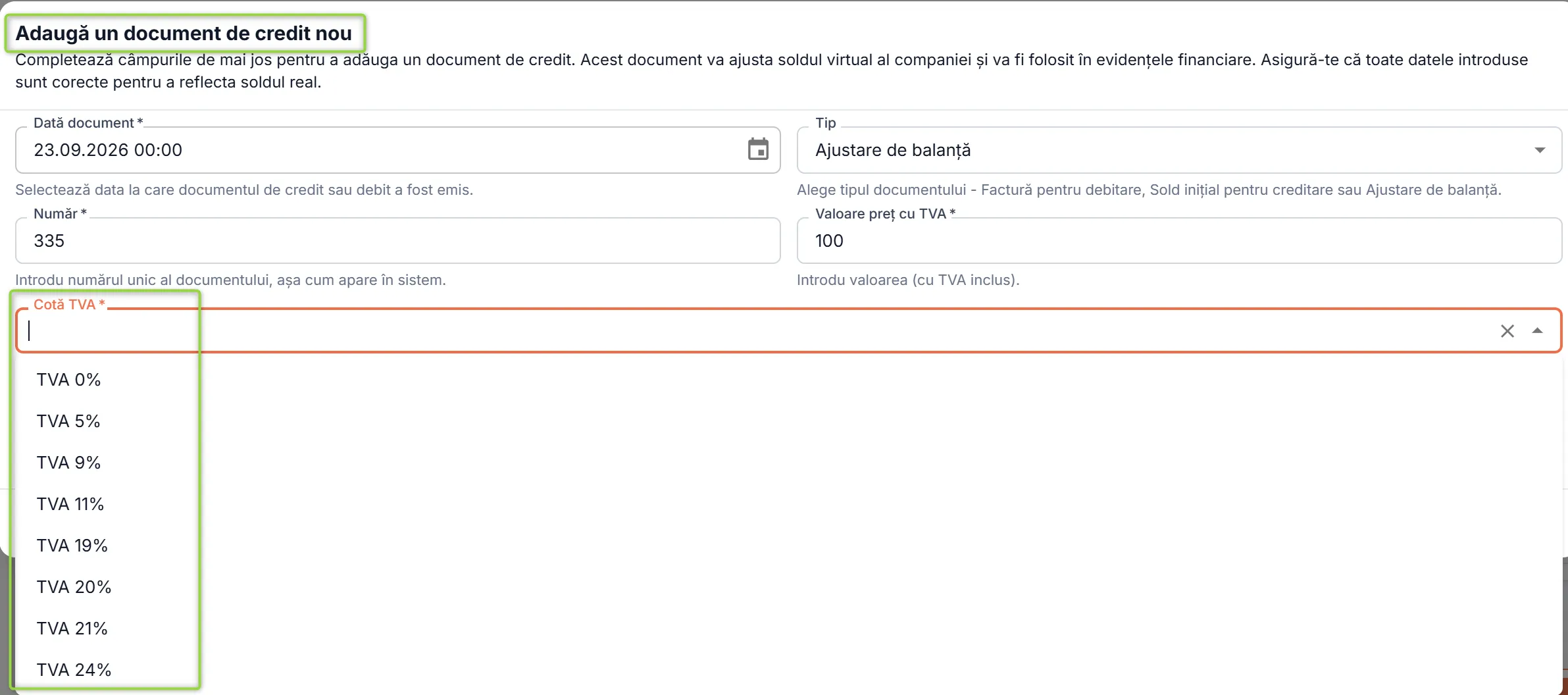 Adăugare document de credit în portofelul virtual al unui client Adăugare document de credit în portofelul virtual al unui client