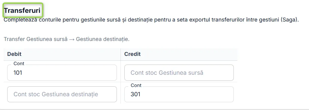 Secțiunea Transferuri