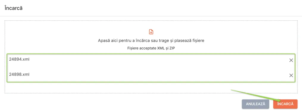 Încarcă facturile externe selectate în eFactura