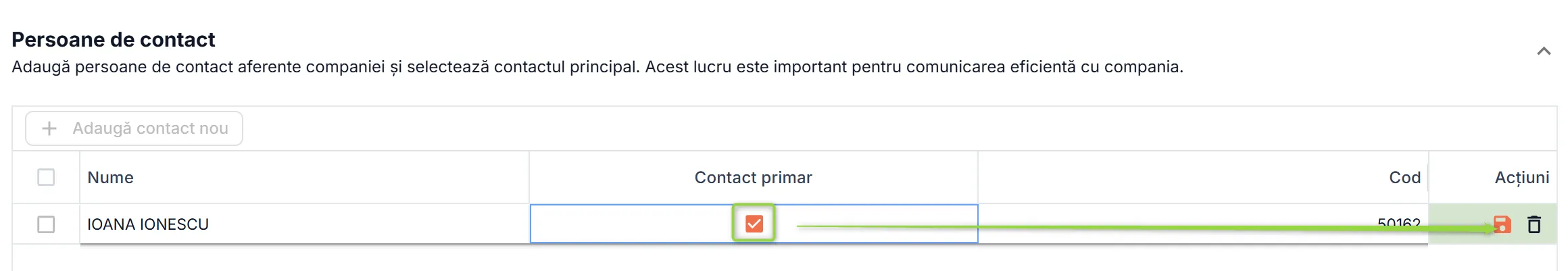 Contact primar al companiei