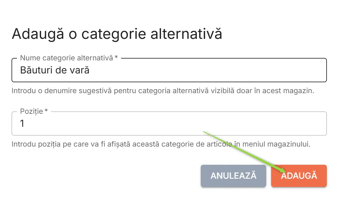 Adaugă categorie alternativă Adaugă categorie alternativă