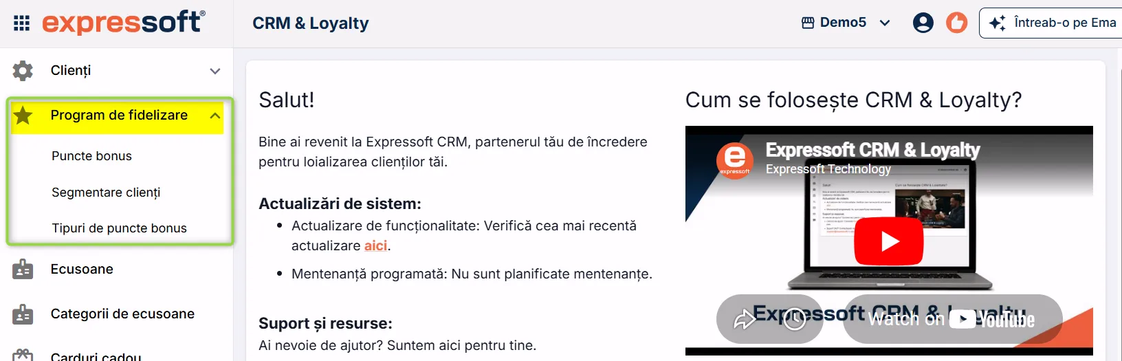 Meniu dedicat pentru Programul de fidelizare Meniu dedicat pentru Programul de fidelizare