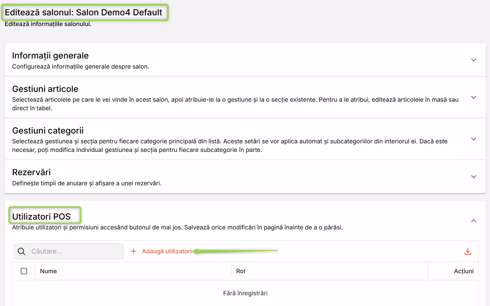 Adaugă utilizatori pentru salonul implicit