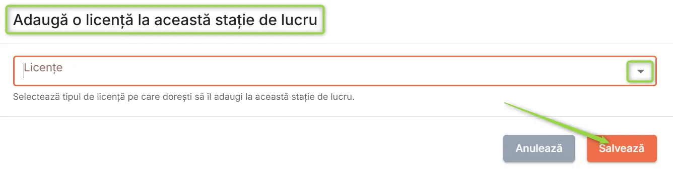 Selectează licența dorită