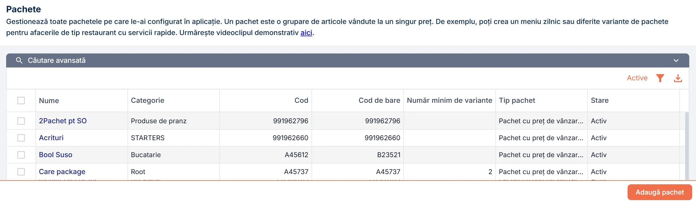 Pagina Pachete Pagina Pachete