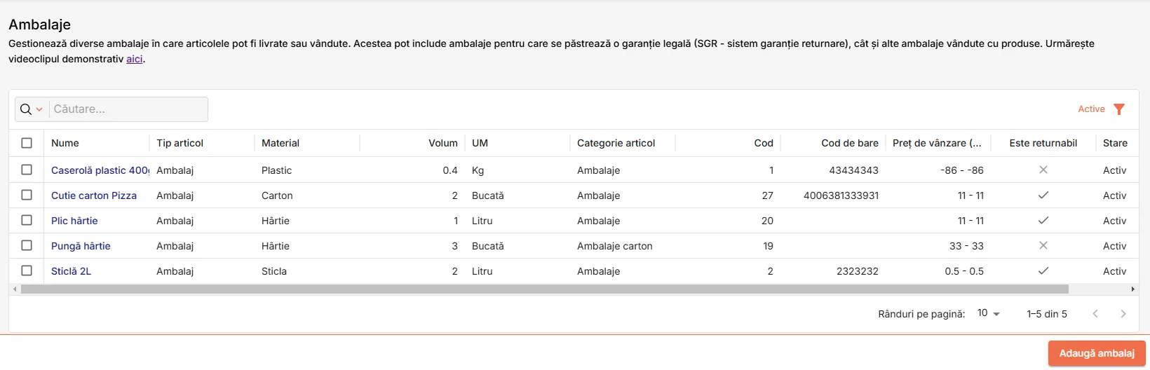 Pagina Ambalaje