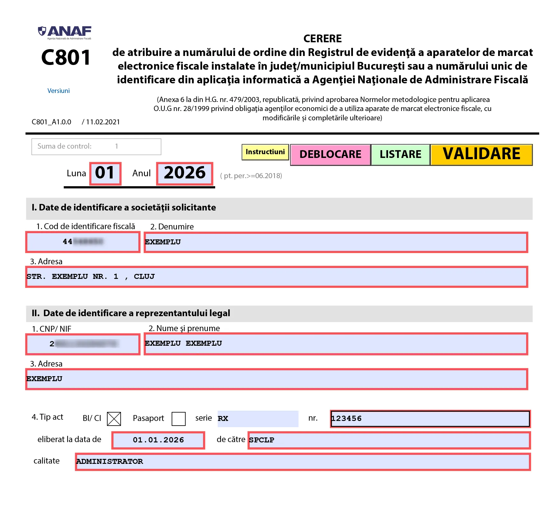 Datele de identificare
