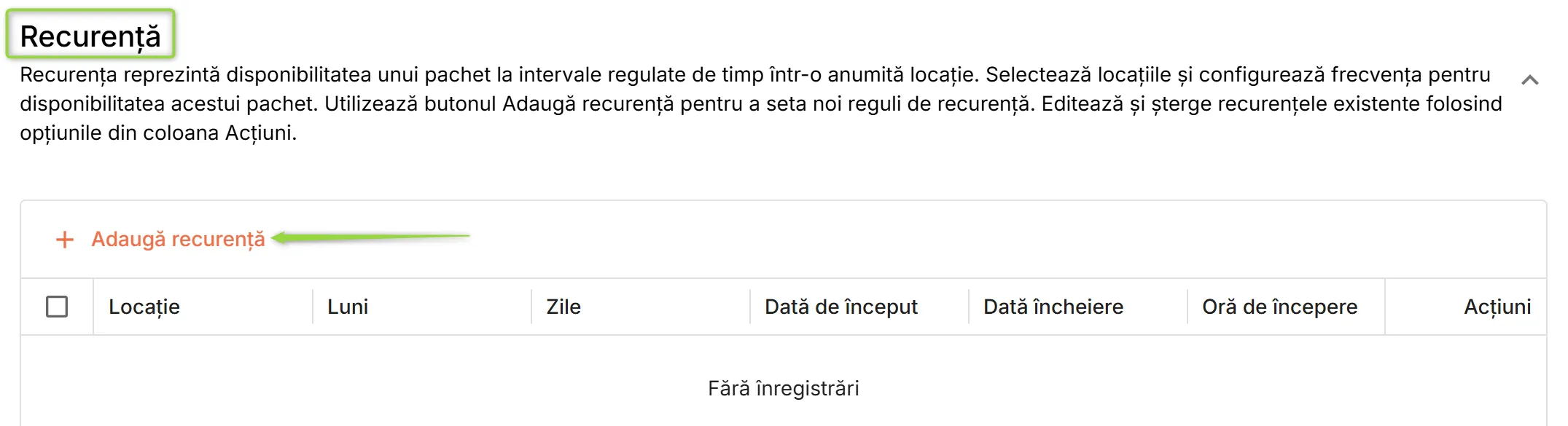 Secțiunea Recurență Secțiunea Recurență