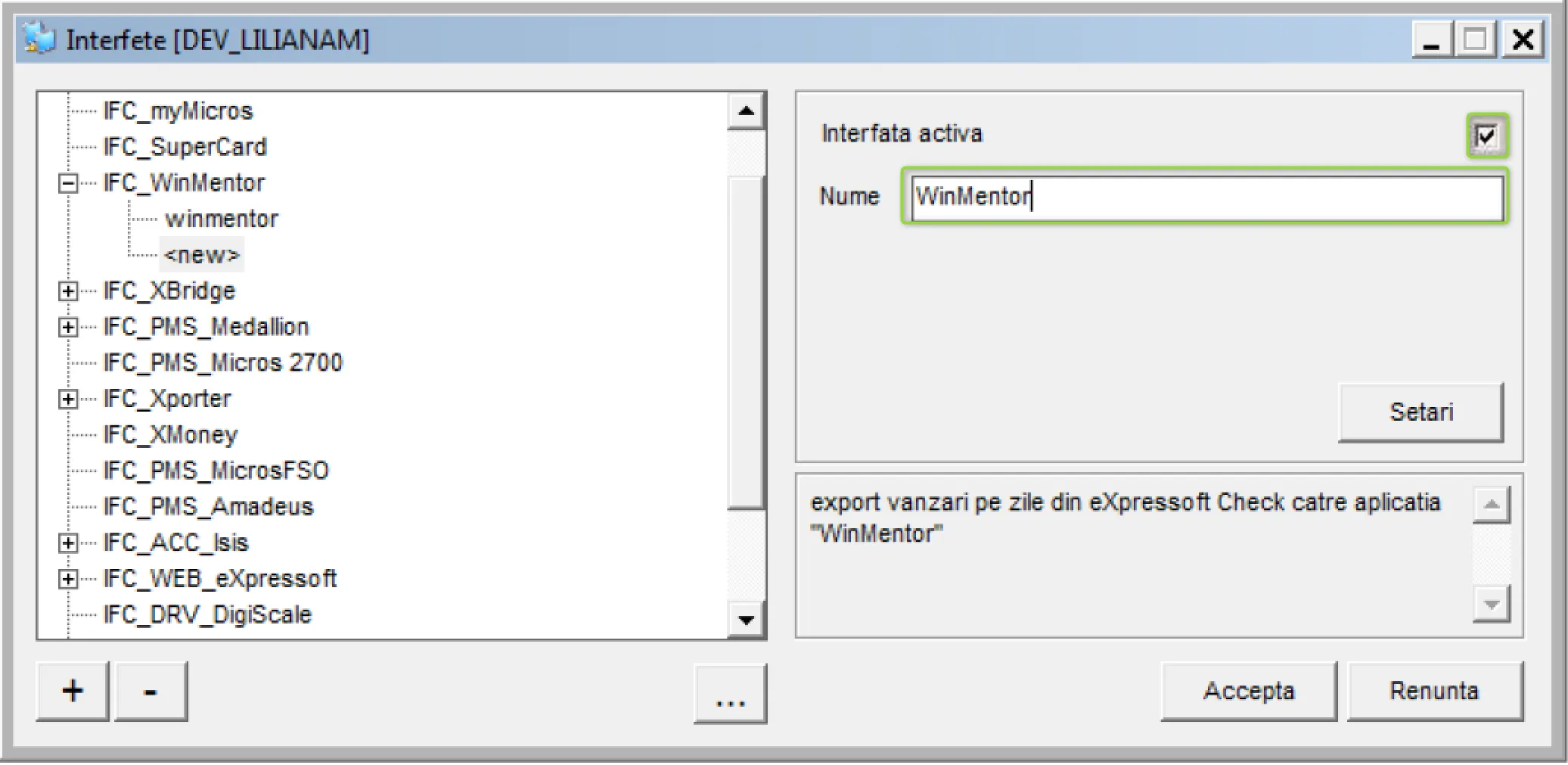 Adaugă interfața IFC_ACC_WinMentor