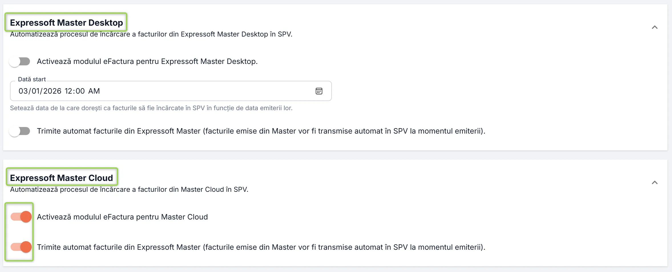 Configurează doar secțiunea pentru aplicația folosită Configurează doar secțiunea pentru aplicația folosită