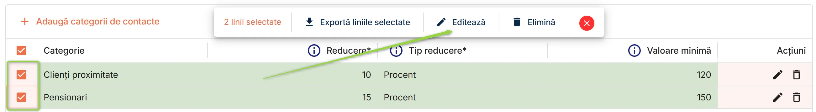 Inițiază editarea în masă
