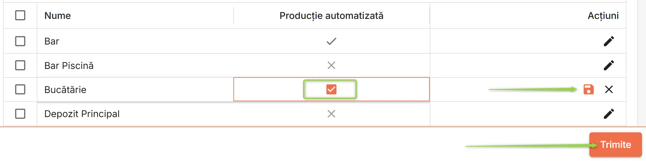 Setează producție automatizată