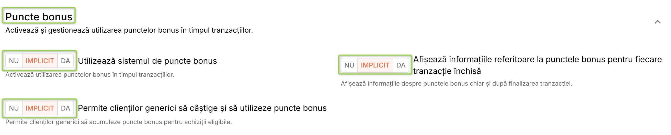 Secțiunea Puncte bonus Secțiunea Puncte bonus