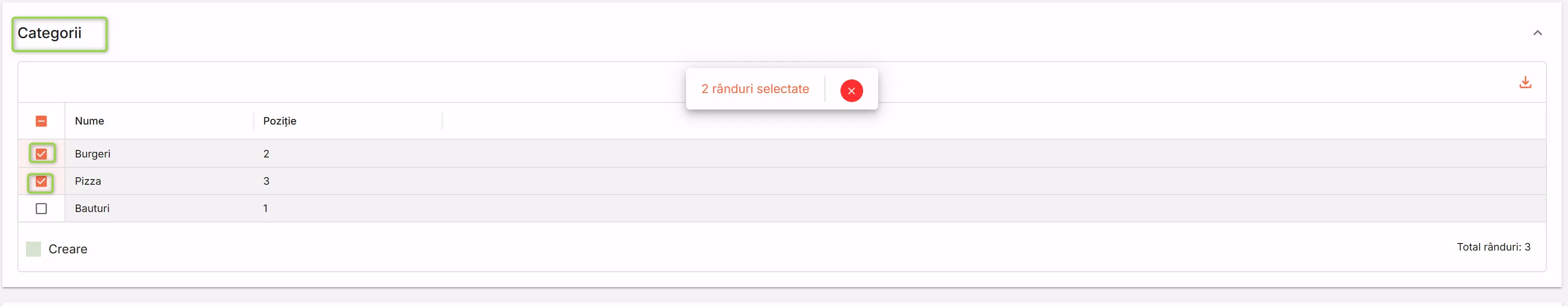 Alege categoriile de articole pentru magazinul destinație