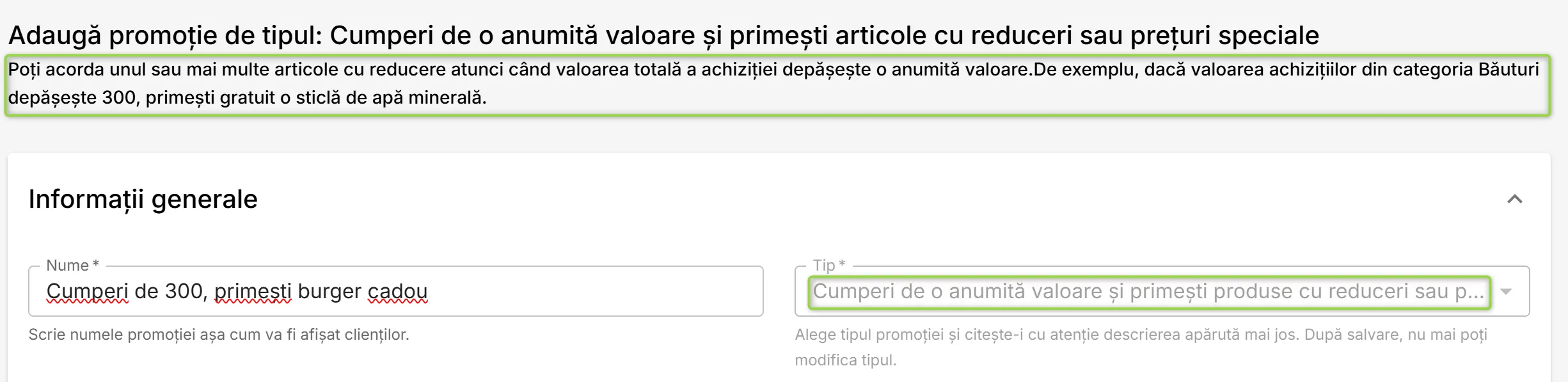 Promoție de tip Cumperi de o anumită valoare și primești produse cu reduceri sau prețuri speciale