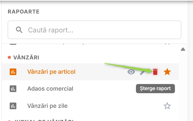 Șterge un raport creat de tine
