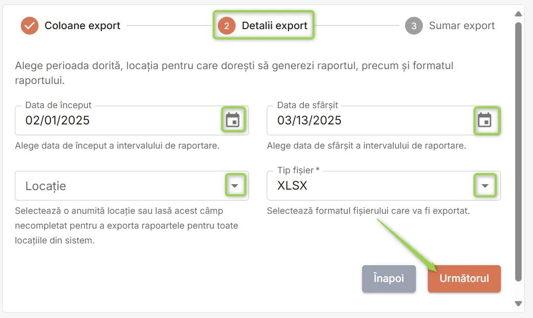 Definire detalii raport