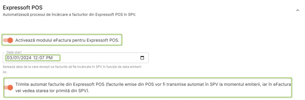 Setări eFactura - Secțiunea Expressoft POS Setări eFactura - Secțiunea Expressoft POS