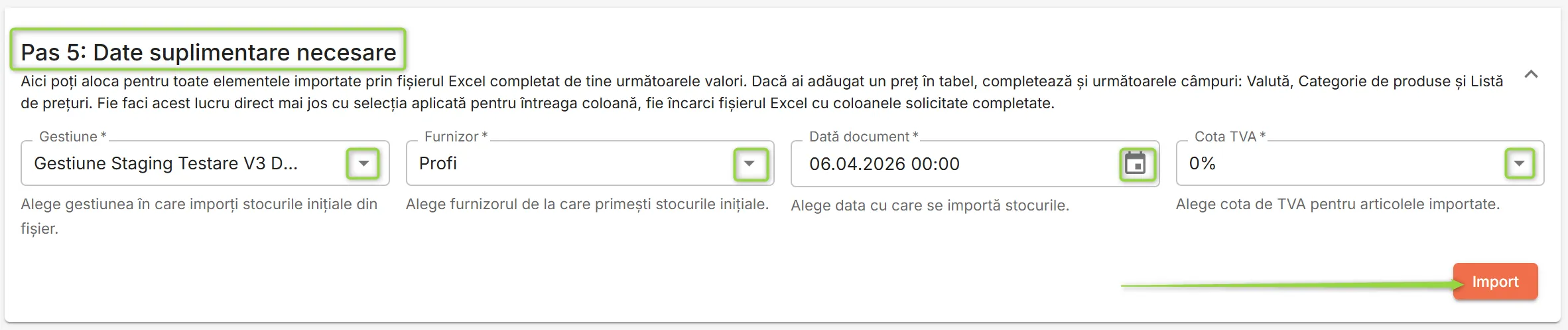 Date suplimentare necesare