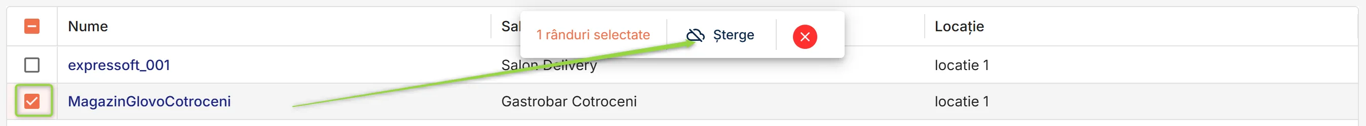 Șterge integrarea selectată