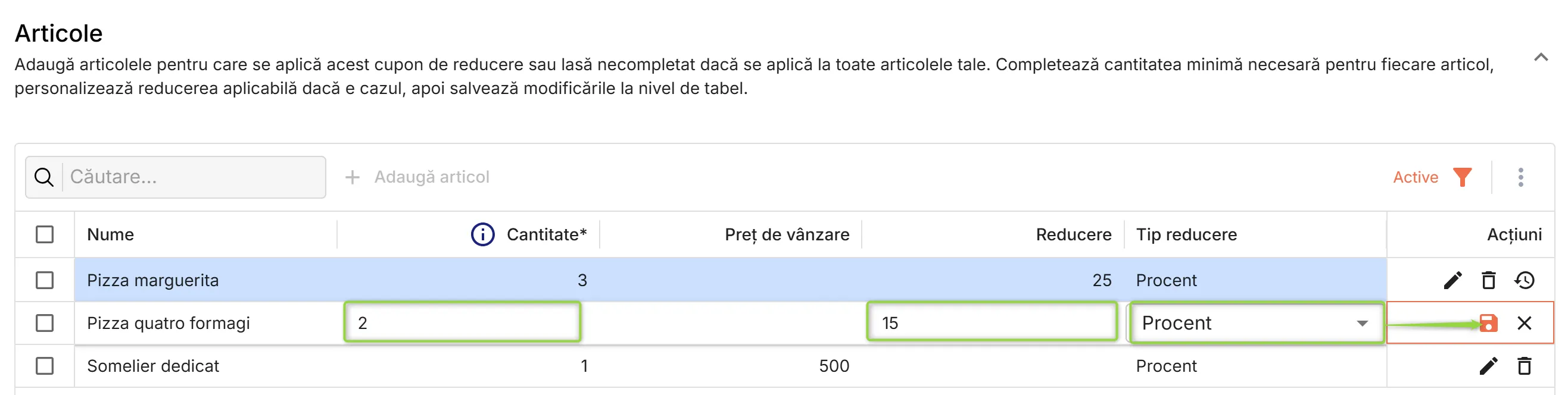 Editează detaliile fiecărui articol, apoi salvează Editează detaliile fiecărui articol, apoi salvează