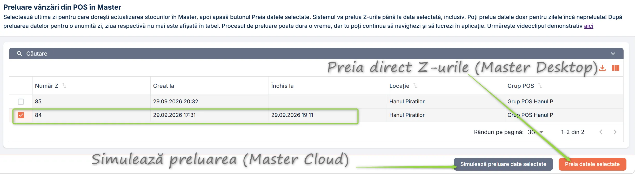 Preluare vânzări din Expressoft POS pentru toate rapoartele, până la cel selectat inclusiv