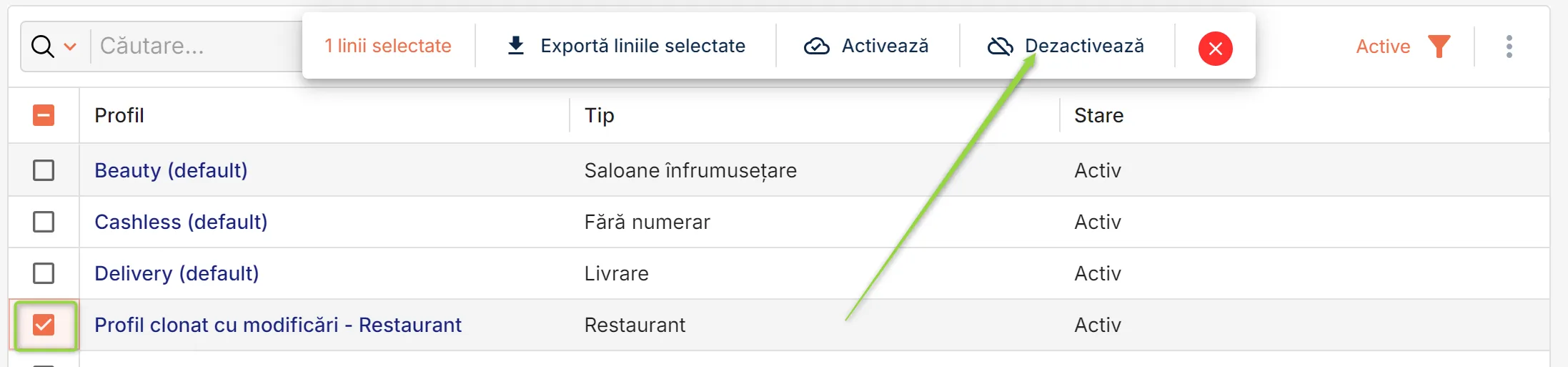 Dezactivează profil