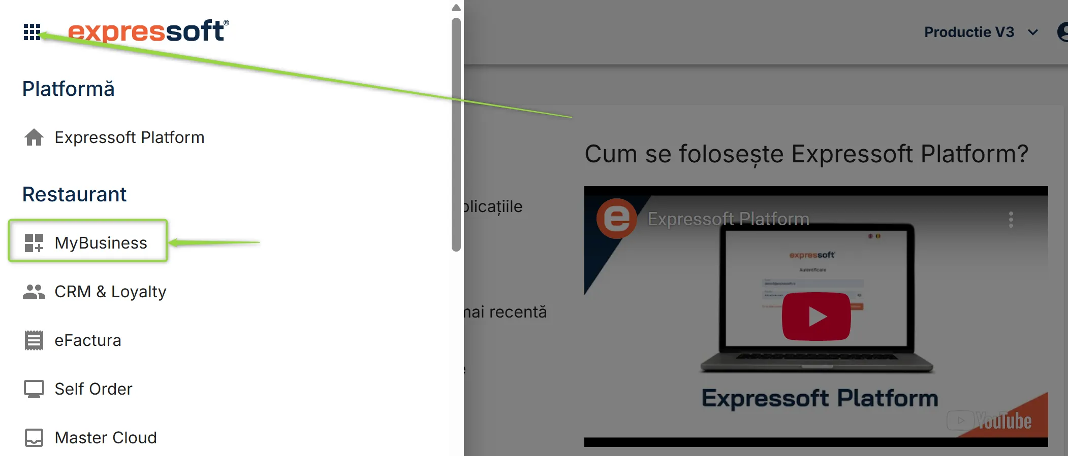 Accesează aplicația MyBusiness