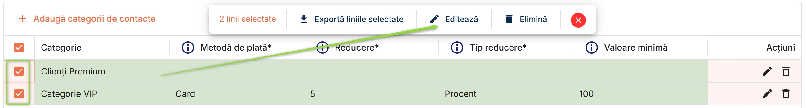 Inițiază editarea în masă