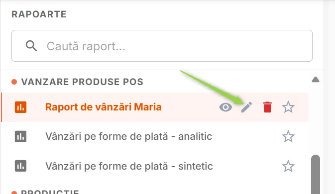 Editează raport din listă