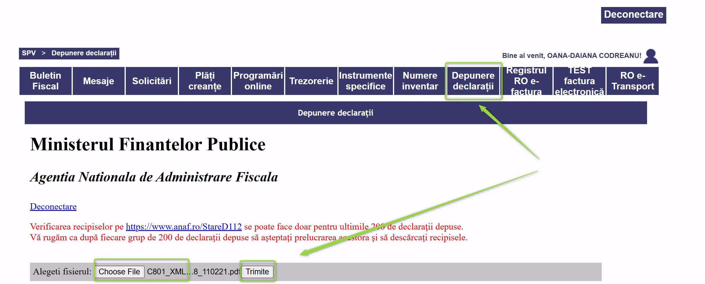 Depune declarații